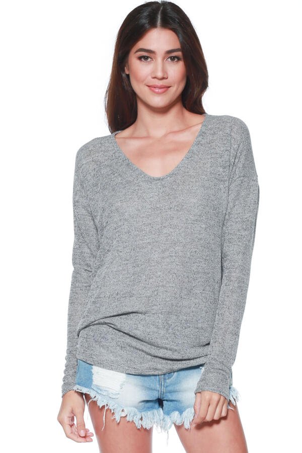 Thin Soft Knit Dolman Sleeve Pullover 