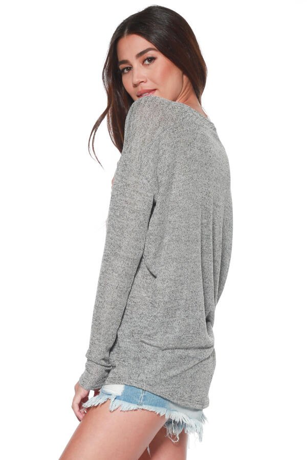 Thin Soft Knit Dolman Sleeve Pullover 