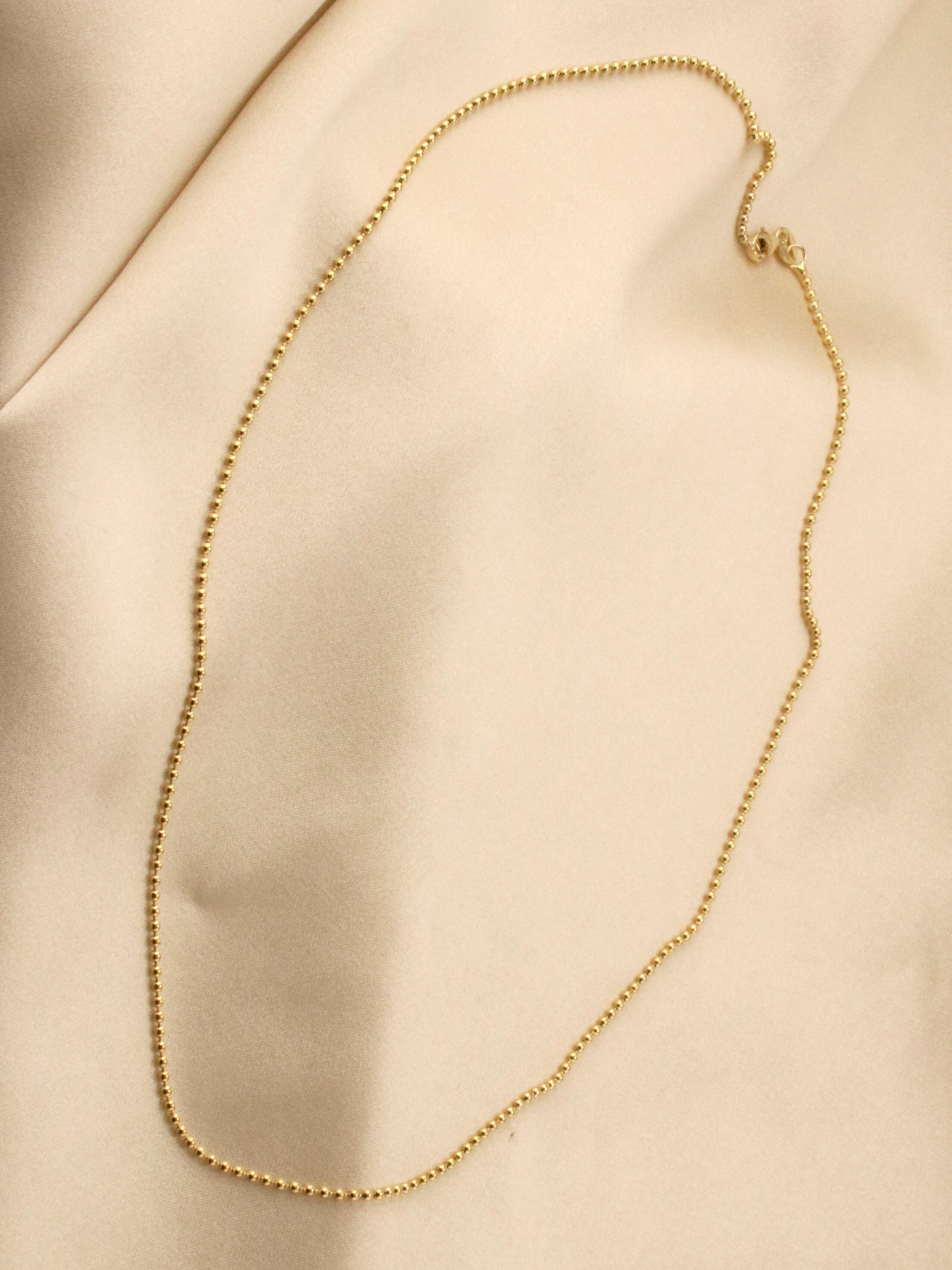 Solid 14K Gold Ball Chain Necklace With Lobster Lock