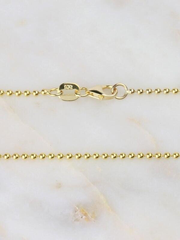 Solid 14K Gold Ball Chain Necklace With Lobster Lock