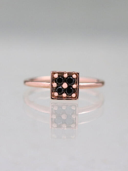 Black Diamond Geometric Ring