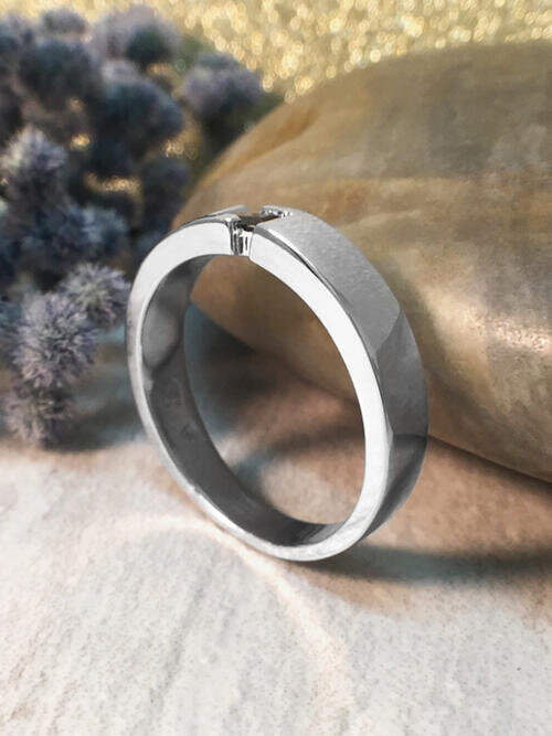 Baguette Blue Sapphire Solid 14KW Men's Ring