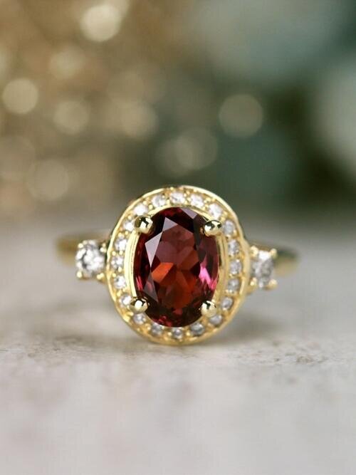 One-of-a-Kind Spinel and Diamond Solid 14 Karat Gold Engagement Cocktail Ring 