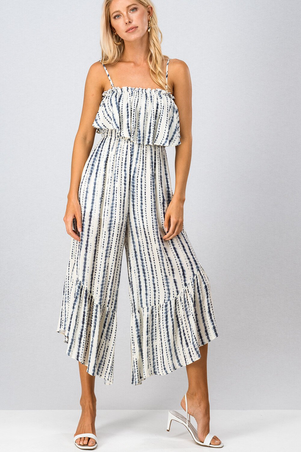 strappy cold shoulder jumpsuit